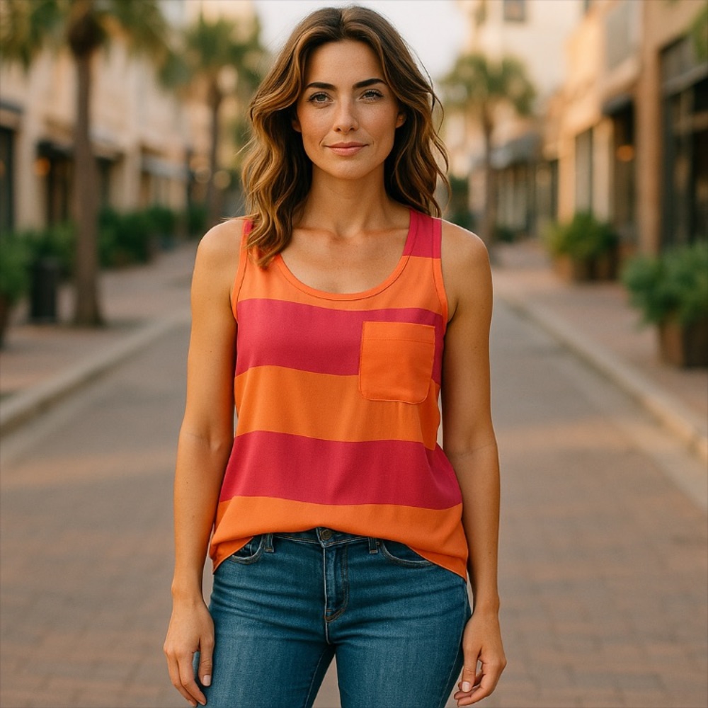 3/$29 Ella Moss Silk Rayon Peach and Pink Sleeveless Tank Top Size Small